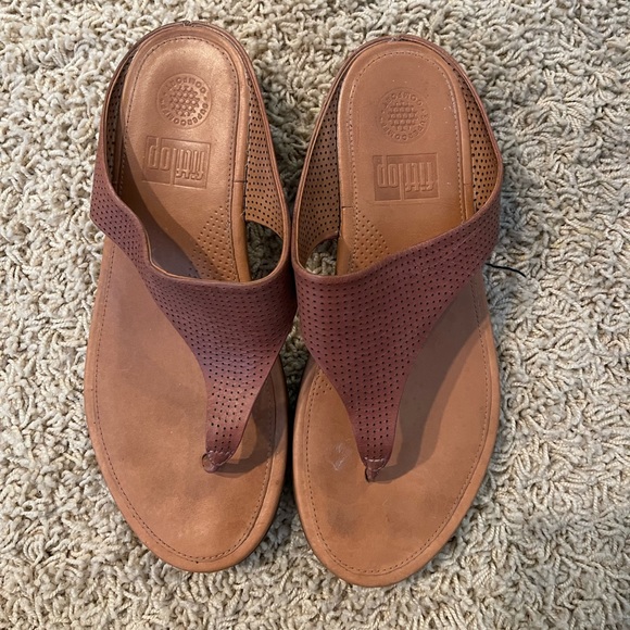Fitflop cognac leather toe post sandal - Picture 1 of 6